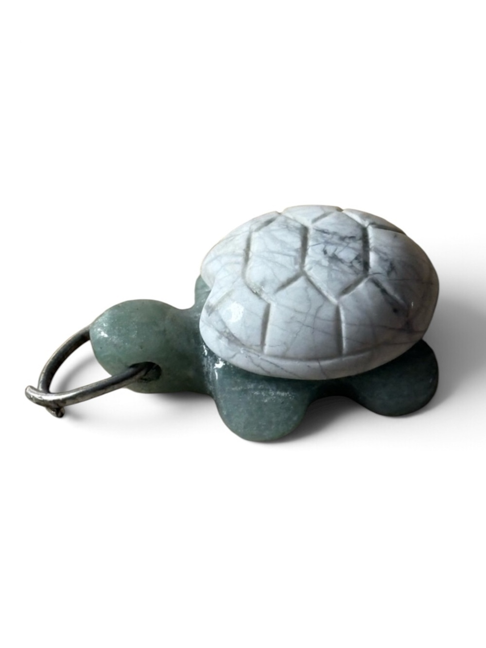 Green Adventurine and White Howlite Turtle Pendant